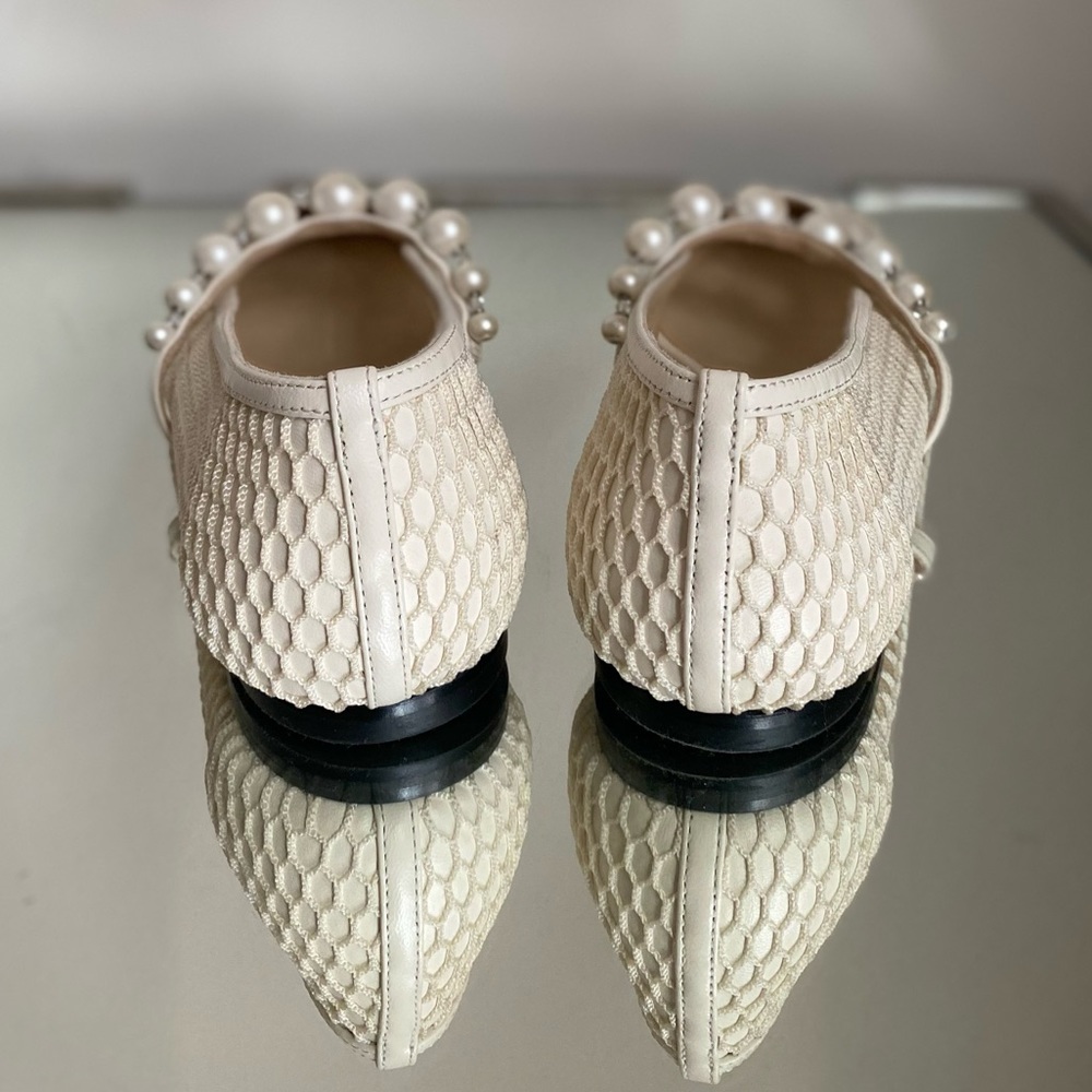 Like new JIMMY CHOO Ade Fishnet Ballet Flats 38.5 Mary Jane - Picture 8 of 12